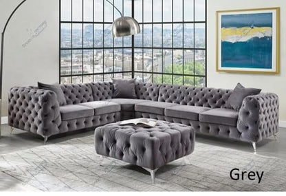 Snooze Monaco 3 and 2 Seater Sofa Sets, Corner Sofas For Living Room, Upholstered Plush Fabric 3 Seater Velvet Sofas (Royal Blue Velvet, 3+2 Seater)