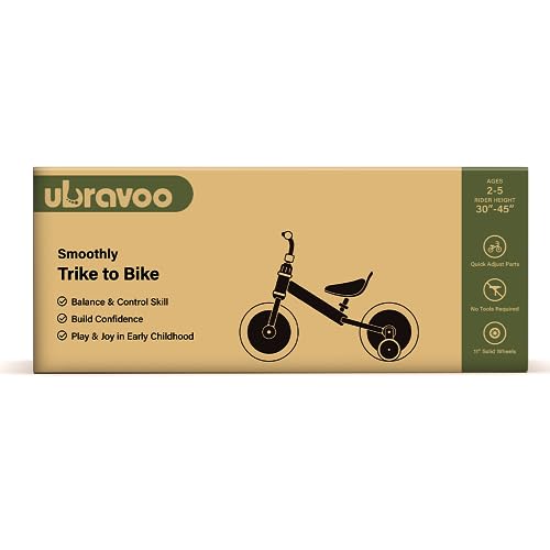 UBRAVOO Fit 'n Joy Beginner Toddler Training Bicycle, 4-in-1 Kids Balance Bike with Pedals & Training Wheels Options, Trike to Bike Riding Toys for Boys Girls 2-5