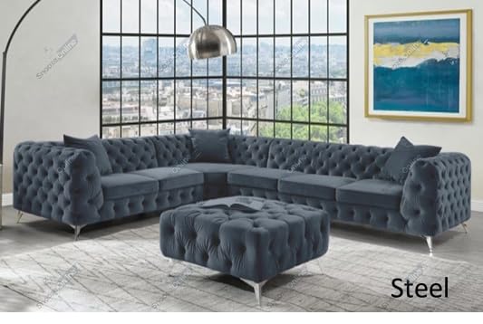 Snooze Monaco 3 and 2 Seater Sofa Sets, Corner Sofas For Living Room, Upholstered Plush Fabric 3 Seater Velvet Sofas (Royal Blue Velvet, 3+2 Seater)