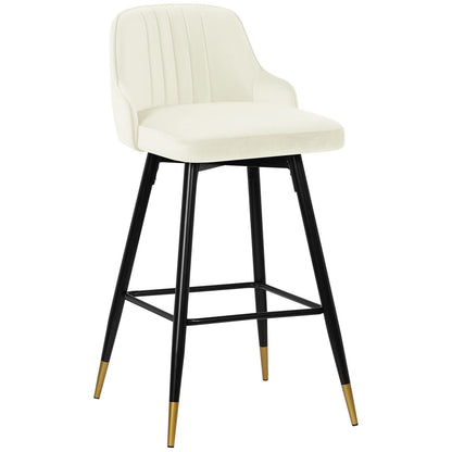 Bekrvio Upgraded Velvet Bar Stools Set of 2 – 360° Swivel Bar Chairs with Back & Footrest, Modern Kitchen Island Breakfast Stools, Support 150kg – New Version, Black