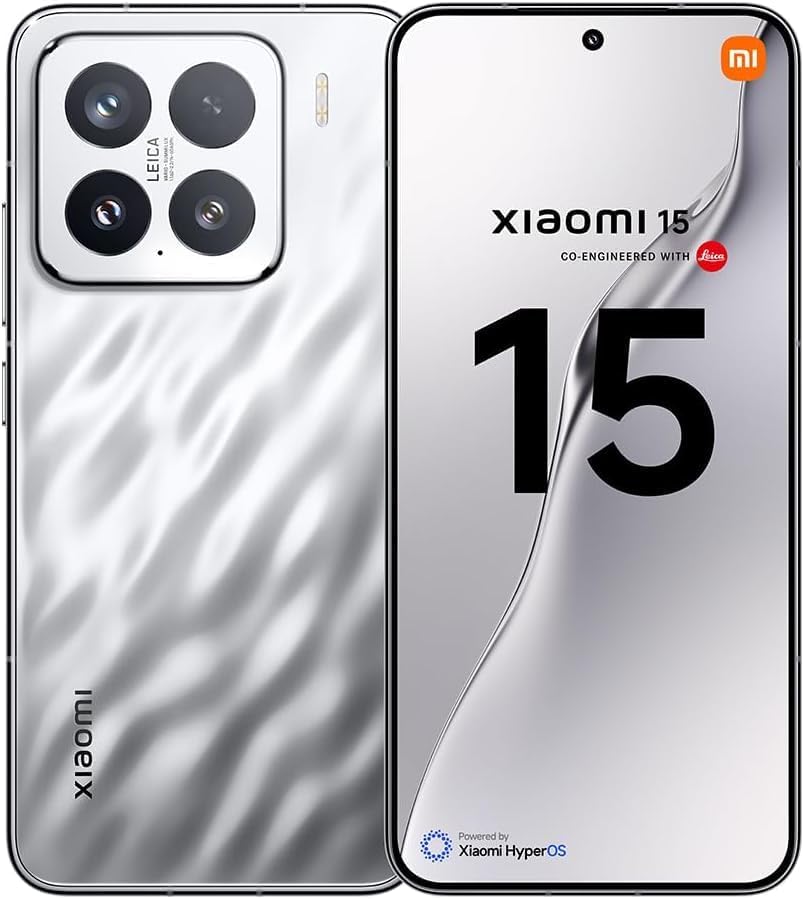 Xiaomi 15 Smartphone, 12+512GB, Liquid Silver, 50MP Leica main camera, 5240mAh battery, 90W HyperCharge, HyperAI (No power adapter included)