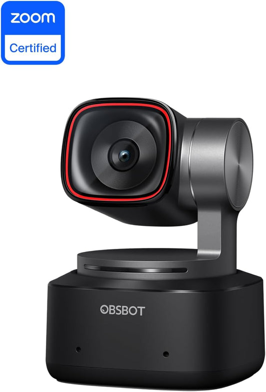 OBSBOT Tiny 2 Webcam 4K Voice Control PTZ, AI Tracking Multi-Mode & Auto Focus, Web Camera with 1/1.5" Sensor, Gesture Control, 60 FPS, HDR Light Correction, Webcam for PC, Streaming, Meeting, etc.