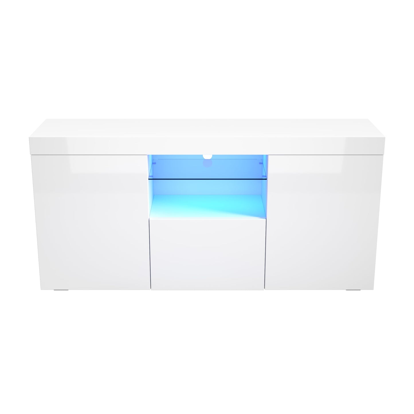 ELEGANT 1200mm LED TV Cabinet Modern White Gloss TV Stand with Ambient Lights for Living Room and Bedroom with Storage Furniture for 32 40 43 50 inch 4k TV