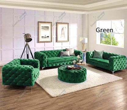 Snooze Monaco 3 and 2 Seater Sofa Sets, Corner Sofas For Living Room, Upholstered Plush Fabric 3 Seater Velvet Sofas (Royal Blue Velvet, 3+2 Seater)