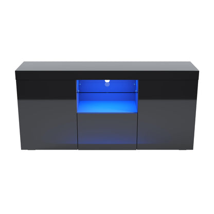 ELEGANT 1200mm LED TV Cabinet Modern White Gloss TV Stand with Ambient Lights for Living Room and Bedroom with Storage Furniture for 32 40 43 50 inch 4k TV
