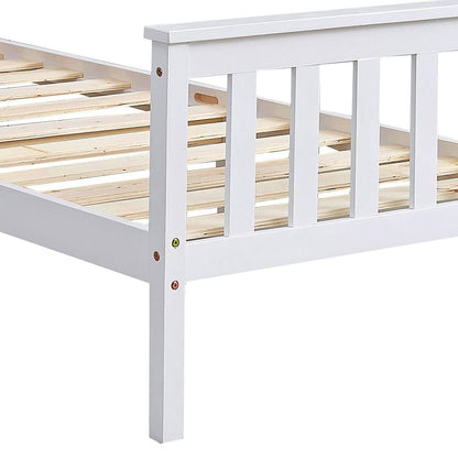 White 4ft Small Double Wooden Bed Frames Pine Solid Strong Wood Furniture (Small Double 4ft Bed Frame only)