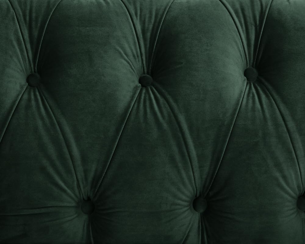 Chesterfield Sofa Velvet Upholstered Couch in 2 Seater or 3 Seater Fabric Sofa in Grey, Blue, Black, Green, Gold (2 Seater, Black)