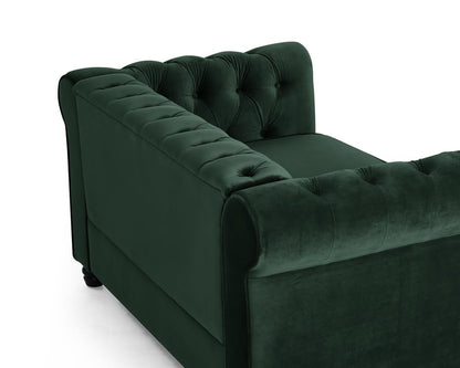 Chesterfield Sofa Velvet Upholstered Couch in 2 Seater or 3 Seater Fabric Sofa in Grey, Blue, Black, Green, Gold (2 Seater, Black)