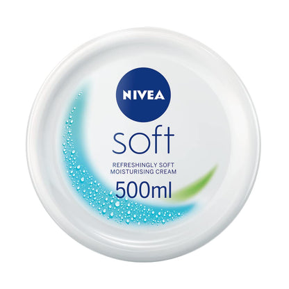 NIVEA Soft Moisturising Cream (500ml), A Moisturising Cream for Face, Body and Hands with Vitamin E and Jojoba Oil, Hand Cream Moisturises Deeply, All-Purpose Day Cream, 500 ml (Pack of 1) white