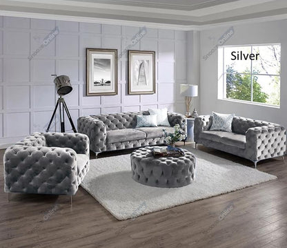 Snooze Monaco 3 and 2 Seater Sofa Sets, Corner Sofas For Living Room, Upholstered Plush Fabric 3 Seater Velvet Sofas (Royal Blue Velvet, 3+2 Seater)