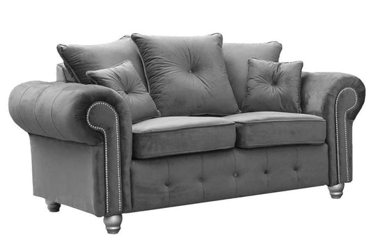 Hugo Sofa | 3 Seater 2 Seater Corner Sofa | Plush Velvet Grey | Living Room | Warranty Included… (3+2 Seater)