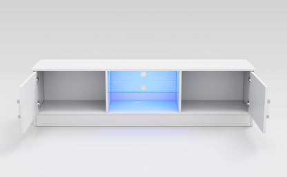 ELEGANT 1200mm LED TV Cabinet Modern White Gloss TV Stand with Ambient Lights for Living Room and Bedroom with Storage Furniture for 32 40 43 50 inch 4k TV