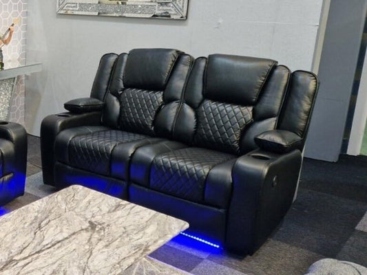 Orlando - Electric Recliners Sofa With Cupholders - 3+2 Seater Sofa Grey/LED Lights/Wireless Charging (Grey)