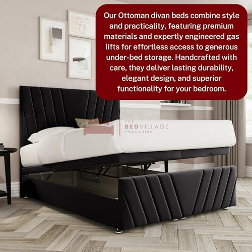 Ripon Ottoman Divan with Footboard King (5ft) Ottoman Divan Bed with 2000 Pockett Sprung Mattress | Silver Plush | Premium British Timber | Handcrafted
