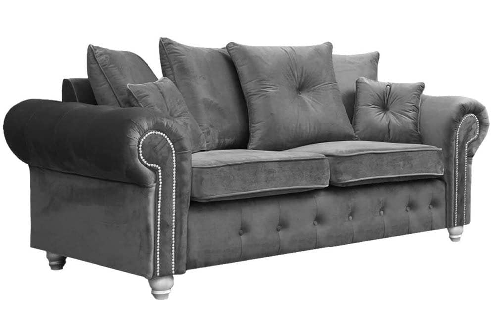Hugo Sofa | 3 Seater 2 Seater Corner Sofa | Plush Velvet Grey | Living Room | Warranty Included… (3+2 Seater)