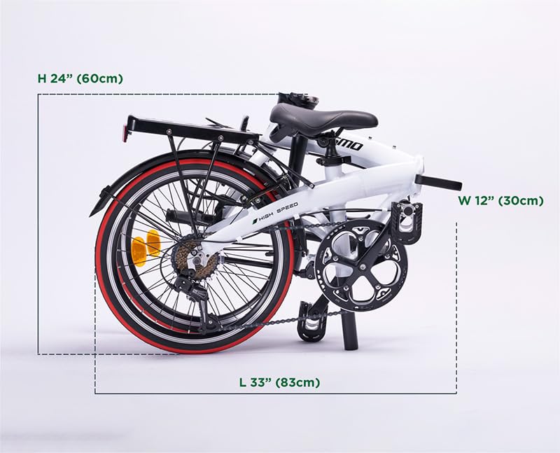 ECOSMO 20" Lightweight Alloy Folding City Bicycle Bike, 12kg, Made with 7 SP SHIMANO Gears, Small fold up size - 20AF09