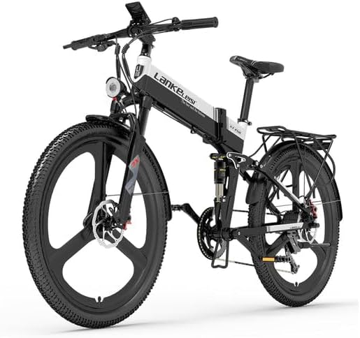 LANKELEISI XT750 Sports Version Electric Mountain Bike, 9 Speeds, 12.8Ah battery, foldable. (sport version white)