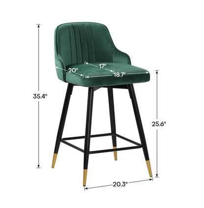 Bekrvio Upgraded Velvet Bar Stools Set of 2 – 360° Swivel Bar Chairs with Back & Footrest, Modern Kitchen Island Breakfast Stools, Support 150kg – New Version, Black