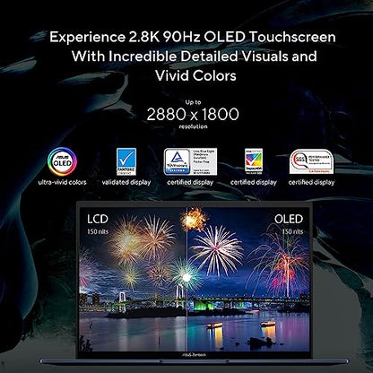 ASUS Zenbook 14 OLED UM3402YA 14.0” 2.8K 400nits 90Hz OLED Laptop (AMD Ryzen 7-7730U, 16GB RAM, 512GB PCIe SSD, Backlit Keyboard, Windows 11 Home)