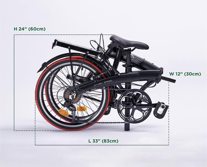 ECOSMO 20" Lightweight Alloy Folding City Bicycle Bike, 12kg, Made with 7 SP SHIMANO Gears, Small fold up size - 20AF09