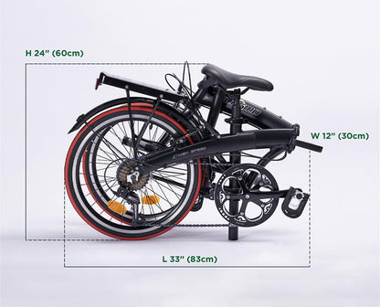 ECOSMO 20" Lightweight Alloy Folding City Bicycle Bike, 12kg, Made with 7 SP SHIMANO Gears, Small fold up size - 20AF09