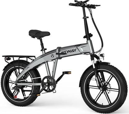 HITWAY 20 * 4.0” Electric Bike, 48V 10.4Ah Battery up to 50-100KM, 250W Motor Fat Tire E Bike, Foldable Electric Bicycles with 7-Speeds for Adult Commuters