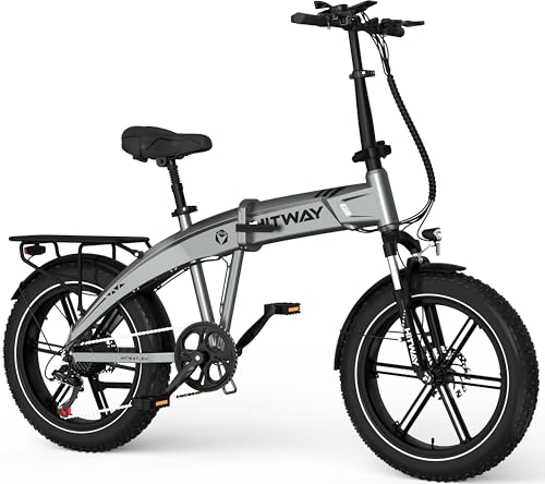 HITWAY 20 * 4.0” Electric Bike, 48V 10.4Ah Battery up to 50-100KM, 250W Motor Fat Tire E Bike, Foldable Electric Bicycles with 7-Speeds for Adult Commuters