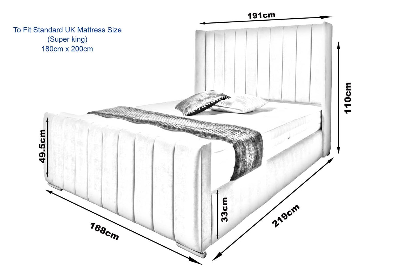 Wing Panel Ottoman Storage Bed (Gas Lift), Sleep Factorys Madison Steel Plush Velvet Upholstered Bed Frame - 6ft Super King (180 x 200 cm)