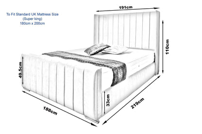 Wing Panel Ottoman Storage Bed (Gas Lift), Sleep Factorys Madison Steel Plush Velvet Upholstered Bed Frame - 6ft Super King (180 x 200 cm)
