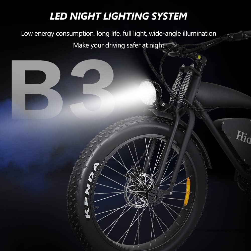 Ealirie Electric Bike 26" Fat Tire Range 40-80KM, 18.2Ah Winter Snow Beach Hill Mountain Electric Bicycle, Dual Disc Brakes & 5 Suspension for Adults Teens B3 Ebike 25km/h, 250W