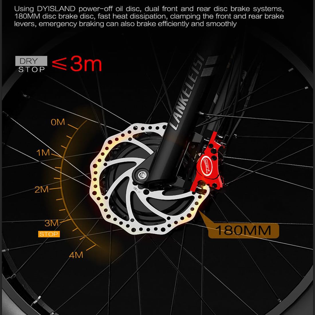 LANKELEISI MG800Max dual motor electric bicycle, 26 * 4 tires, 7 speeds, dual suspension, 20AH battery.