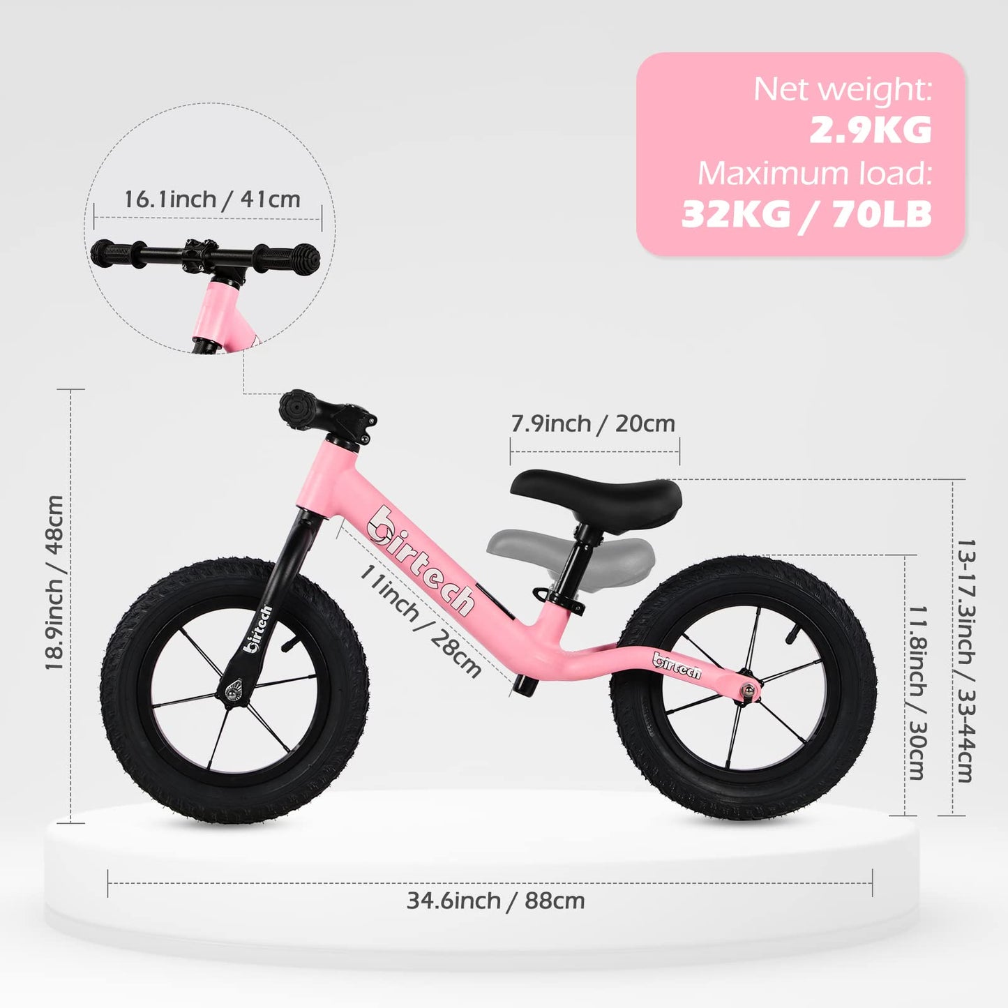 Hello-5ive 12" Balance Bike for 2, 3, 4, 5 Year Old Boys and Girls, Lightweight Nylon Frame Toddler Training Bike No Pedal Bikes for Kids with Adjustable Seat and Air Tires