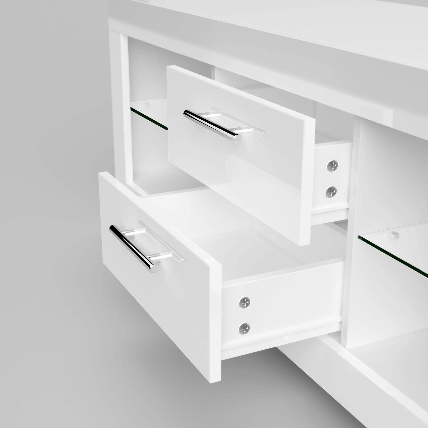 ELEGANT 1200mm LED TV Cabinet Modern White Gloss TV Stand with Ambient Lights for Living Room and Bedroom with Storage Furniture for 32 40 43 50 inch 4k TV