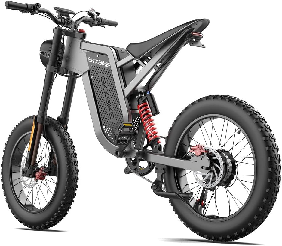 Vikzche Q EKX X21 Electric Mountain Bike, 48V 35Ah Battery, 20×4.0'' MTB Tires, Hydraulic Disc Brake, Range 100km-120km, Full Suspension, LCD Display, Dirt Bike, Electric Motorcycle