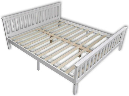 White 4ft Small Double Wooden Bed Frames Pine Solid Strong Wood Furniture (Small Double 4ft Bed Frame only)