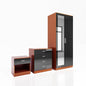 ELEGANT 3 Pieces Bedroom Furniture Sets High Gloss Soft Close Wardrobe with Mirror + 4 Storage Drawer Chest of Drawers Bedside Cabinet, Black and Set