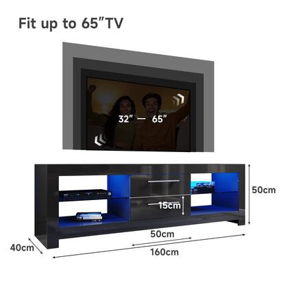 ELEGANT 1200mm LED TV Cabinet Modern White Gloss TV Stand with Ambient Lights for Living Room and Bedroom with Storage Furniture for 32 40 43 50 inch 4k TV