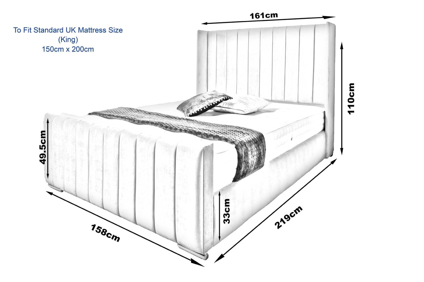 Wing Panel Ottoman Storage Bed (Gas Lift), Sleep Factorys Madison Steel Plush Velvet Upholstered Bed Frame - 6ft Super King (180 x 200 cm)