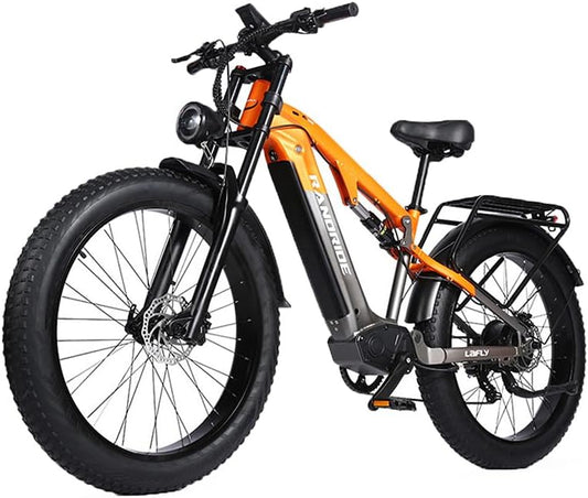 RANDRIDE YX80 26x4.0Inch Electric Mountain Bike 48V 20Ah Battery Fat Tire Electric Bicycle With Hydraulic Brakes and 7 Speed Gears for Adults