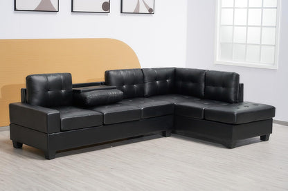 Western Grey Fabric Corner Sofa suite With Drop Down Cup Holder And Ottoman for livingrooms -Cheap sofas & couches-3020 (Grey Fabric, Right Hand Side)