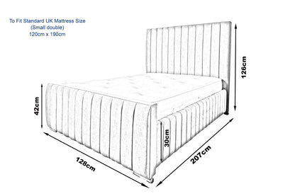 Grey Velvet Ottoman Storage Bed (Gas Lift), Sleep Factorys Ferrera Grey Naples Velvet Modern Bed - 4ft Small Double (120 x 190 cm) with Memory Sprung Mattress