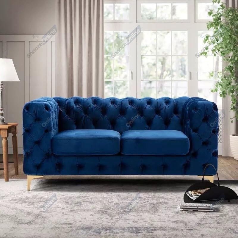 Snooze Monaco 3 and 2 Seater Sofa Sets, Corner Sofas For Living Room, Upholstered Plush Fabric 3 Seater Velvet Sofas (Royal Blue Velvet, 3+2 Seater)