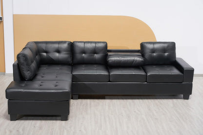 Western Grey Fabric Corner Sofa suite With Drop Down Cup Holder And Ottoman for livingrooms -Cheap sofas & couches-3020 (Grey Fabric, Right Hand Side)