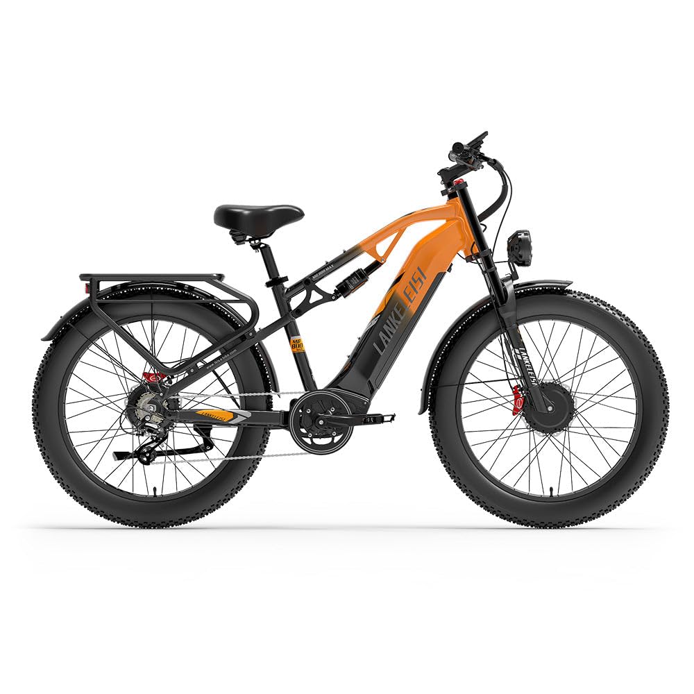 LANKELEISI MG800Max dual motor electric bicycle, 26 * 4 tires, 7 speeds, dual suspension, 20AH battery.