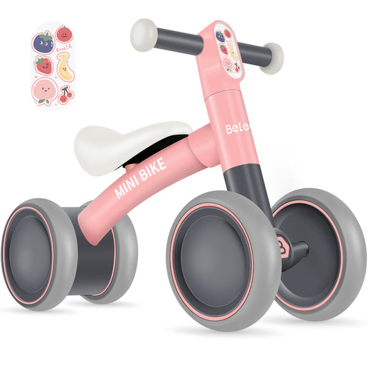 BELEEV Toddler Balance Bike for 1-2 Year Old, Baby First Starter Bike for Kids Girls Boys 10-24 Month, Lightweight Walker Bike with No Pedal, 4 Silence Wheels, 135° Safe Limited Steer, Soft Wide Seat