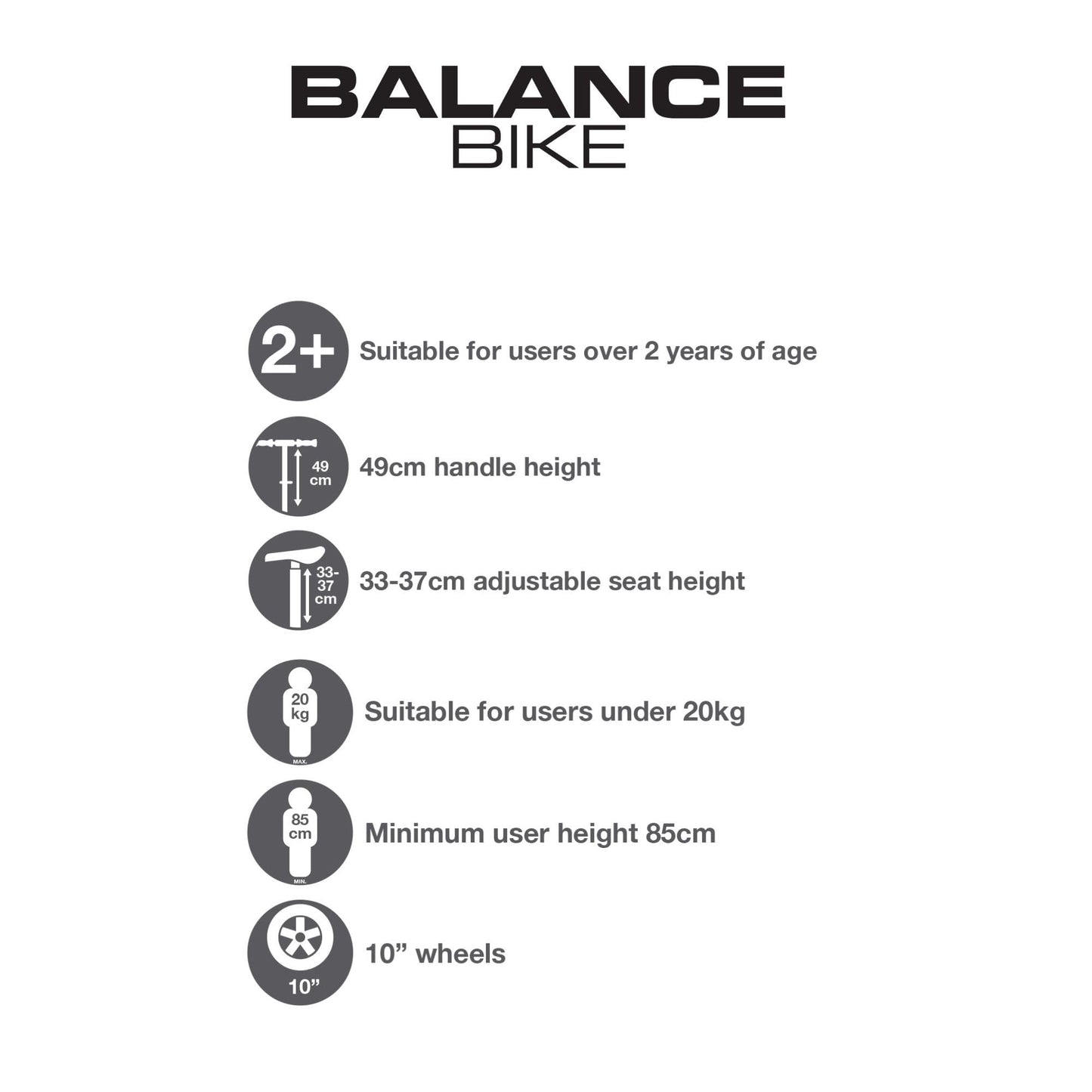 EVO Children's Balance Bike | Adjustable Seat Height | Lightweight Kids' Walking Bike, Toddler Training Bicycle For Boys And Girls 2+