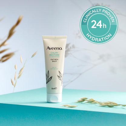 Aveeno Face Calm+Restore Rich Oat Moisturising Balm (1x 50ml), 24-Hour Hydration Face Moisturiser with Triple Oat Complex, Face Care Soothes and Hydrates Irritated, Very Dry, and Sensitive Skin