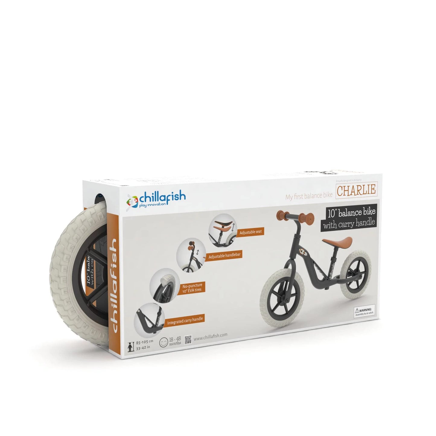 Chillafish Lightweight Kids' Balance Bike - Silver | Adjustable Seat & Handlebar Balance Bike with Puncture-Proof Wheels, a Carry Handle & Custom Moulded Seat for Toddlers | Ages 18 Months to 4 Years