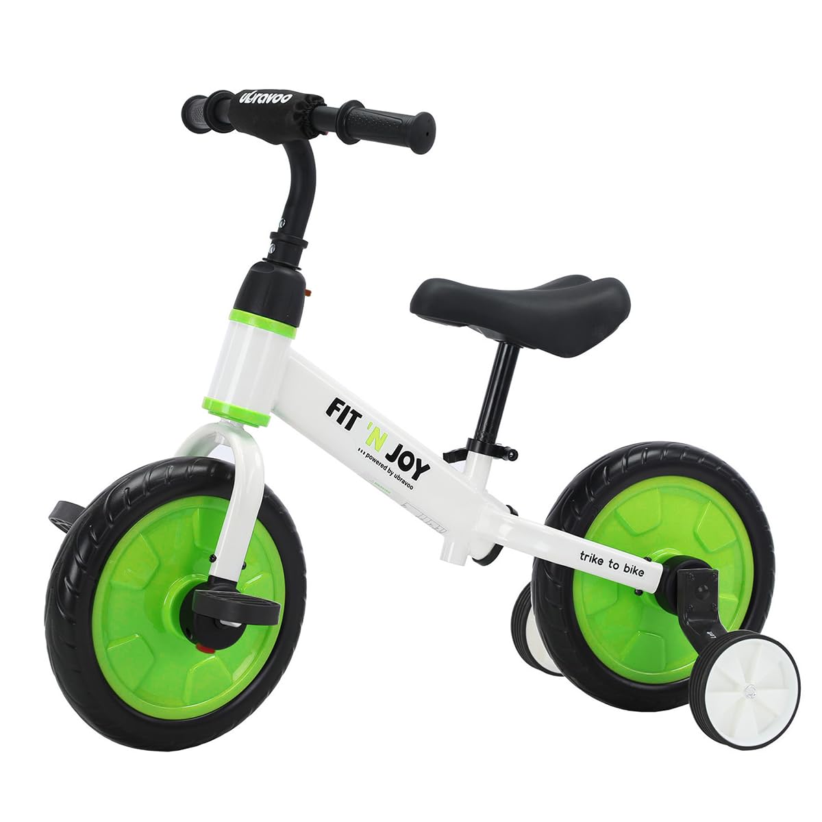 UBRAVOO Fit 'n Joy Beginner Toddler Training Bicycle, 4-in-1 Kids Balance Bike with Pedals & Training Wheels Options, Trike to Bike Riding Toys for Boys Girls 2-5