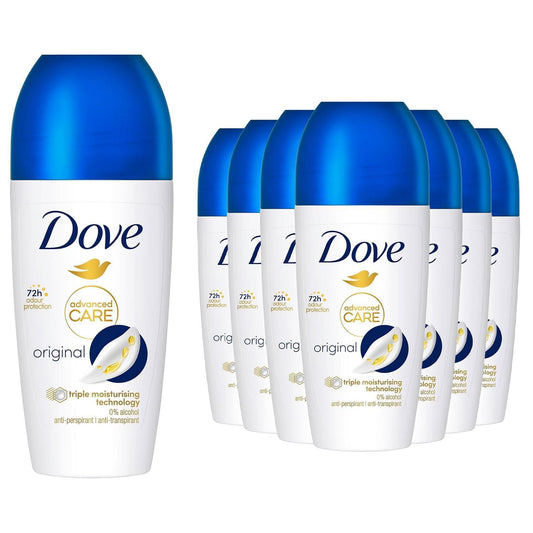 Dove Advanced Care Original Anti-perspirant Deodorant pack of 6 with Triple Moisturising technology roll-on for 48 hours of protection 50 ml